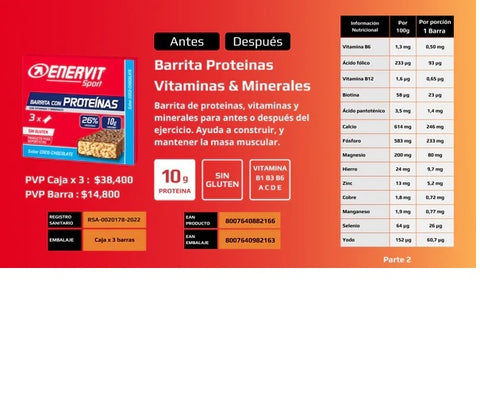 Barra Proteína Enervit Vitaminas Minerales 3 und Coco