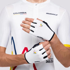 Guantes De Ciclismo Cortos Suarez Colombia 2.3 Blancos