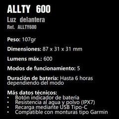 Luz Magicshine Delantera Allty 600Lm Usb