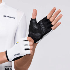 Guantes De Ciclismo Cortos Suarez Colombia 2.3 Blancos