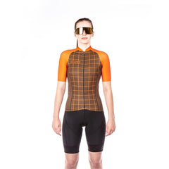 Jersey Ciclismo BioRacer Vesper Mujer Moon Brown-Orange