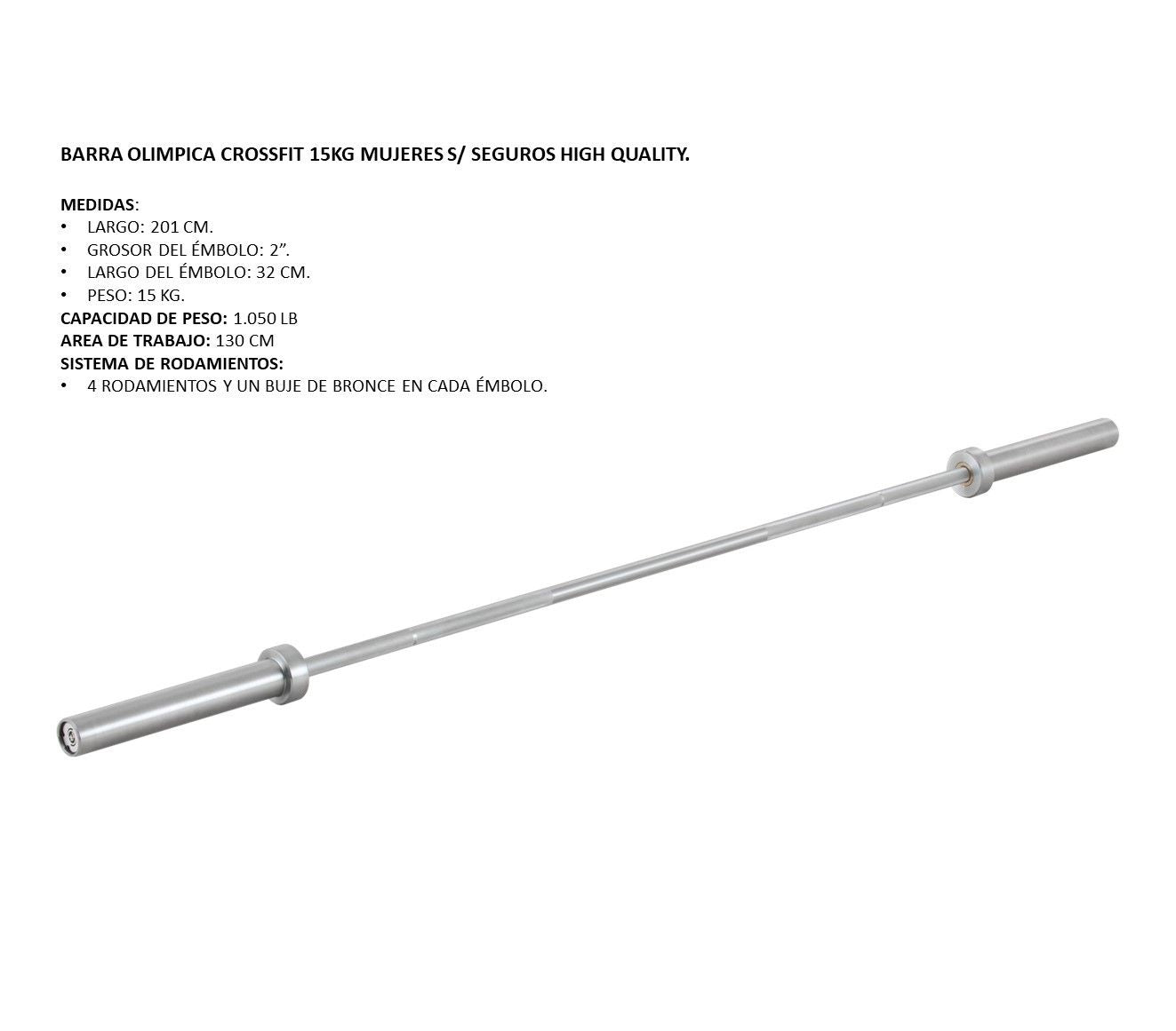 Barra Olimpica Profesional 2" 500Lb (15Kg-201Cm)Sportfitness