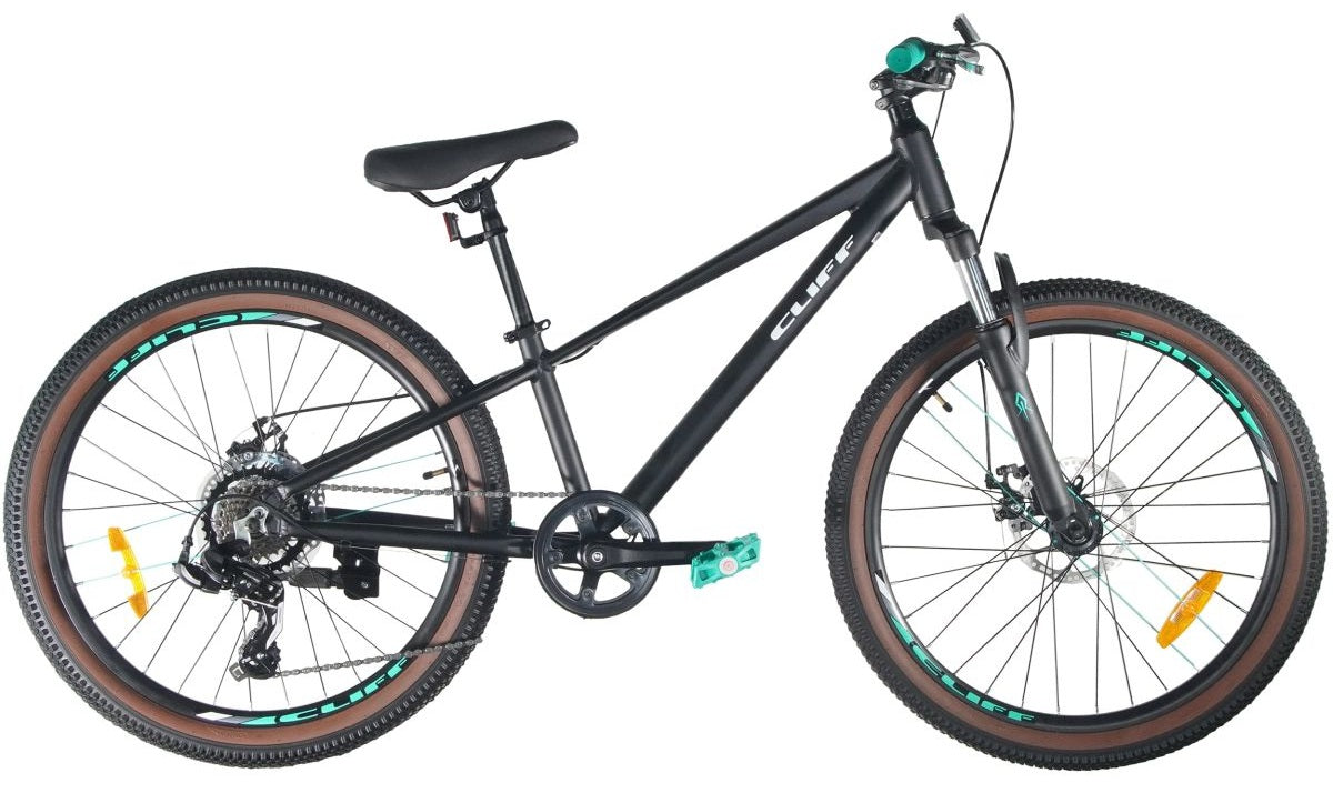 Bicicleta Cliff Lizard Niños 24 25 7V Freno Mec Negro/Verde