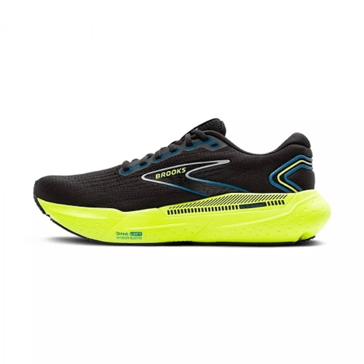 Tenis Brooks Glycerin GTS 21 Hombre Negro/Amarillo Neon