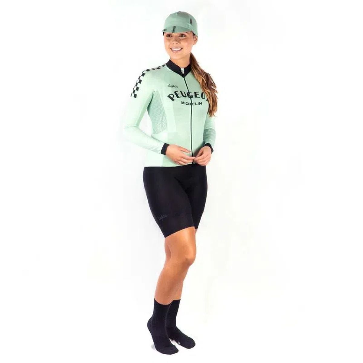 Jersey Ciclismo M/L Safetti Slim Peugeot Mujer Mint