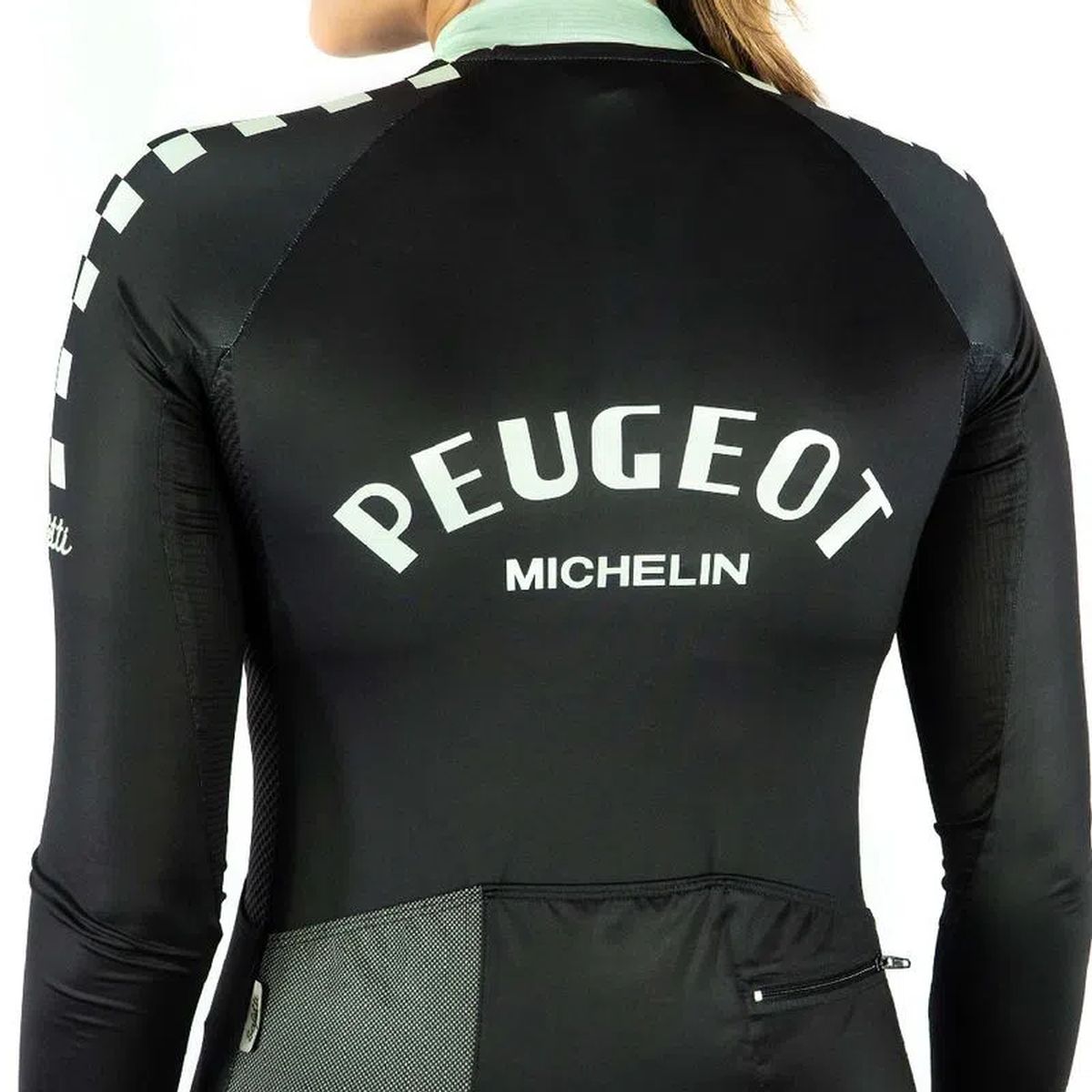Jersey Ciclismo Safetti M/L Slim Peugeot Mujer Negra