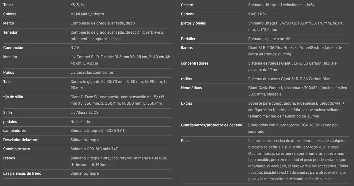 Bicicleta MTB Liv Avail Adpro 2 Gris 22