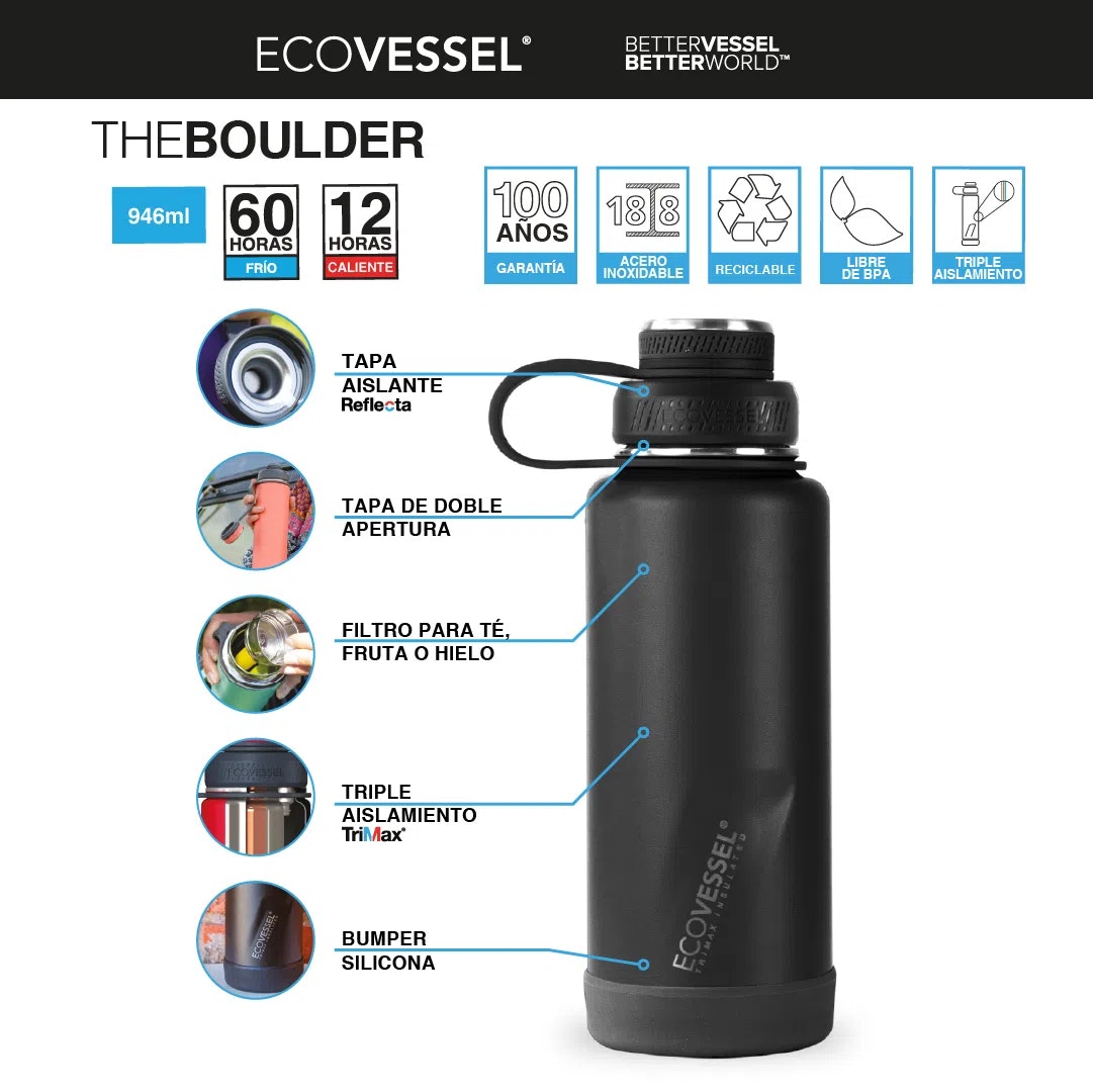 Termo EcovesselBoulder Acero Inox 946 ml
