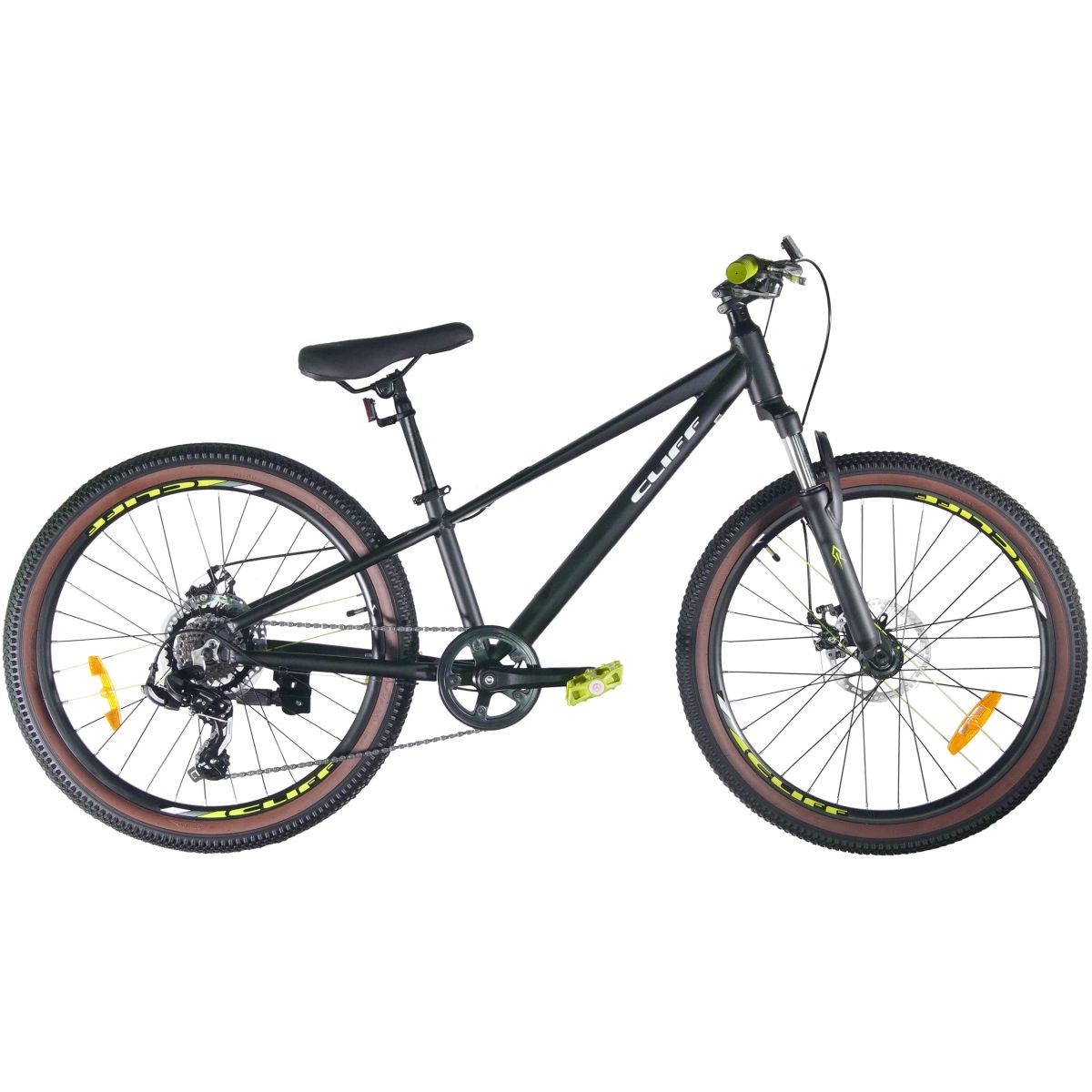Bicicleta Niño Cliff Lizard 24 25 7V Freno Mec Ngro/Amarillo