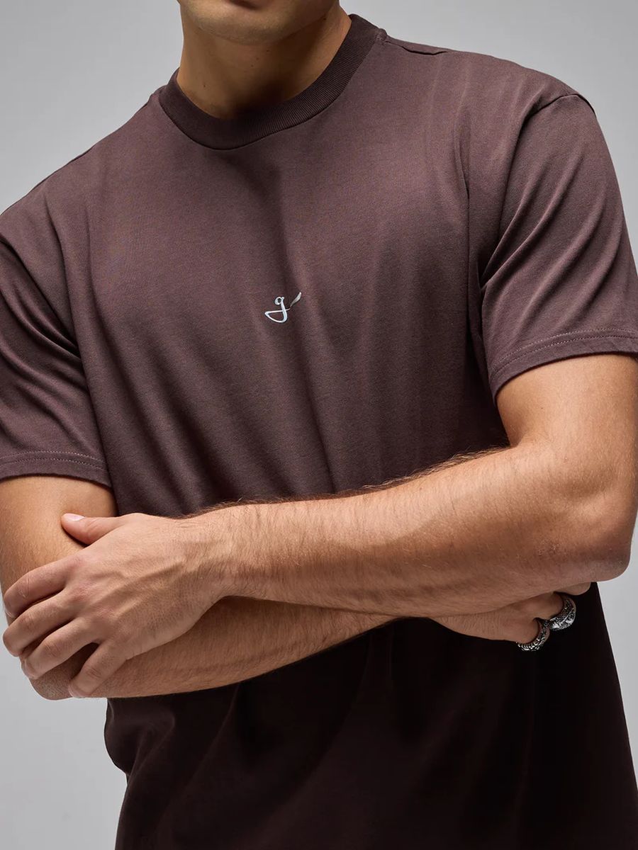 Camiseta Casual Hombre Oversized 100% Algodón G90 Brown