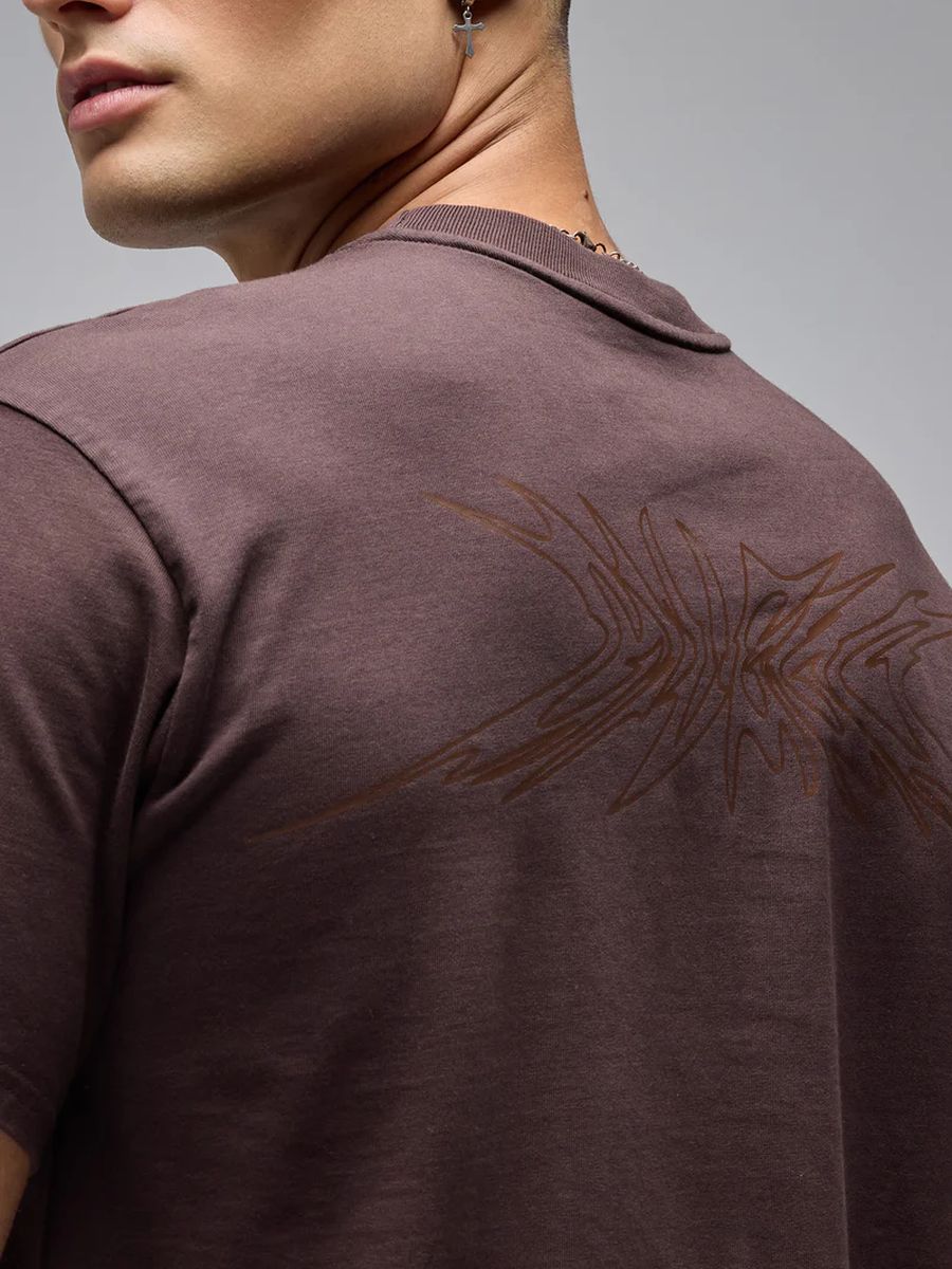 Camiseta Casual Hombre Oversized 100% Algodón G90 Brown