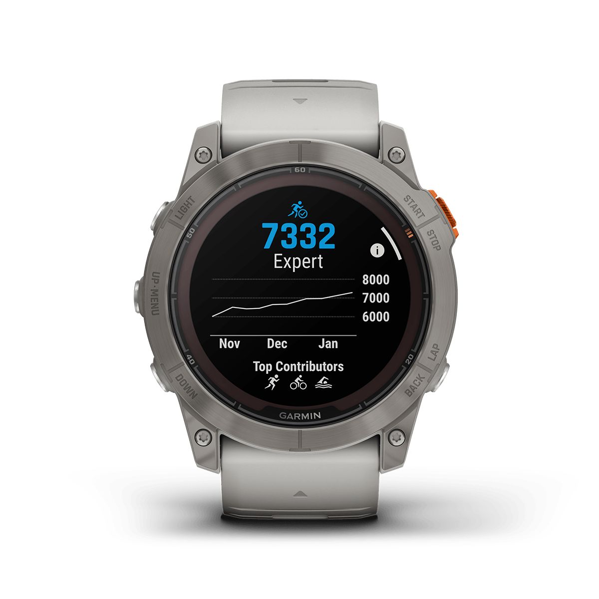 Reloj Fenix 7X Pro Zafiro Solar Ti Banda Gris Niebla/Naranja