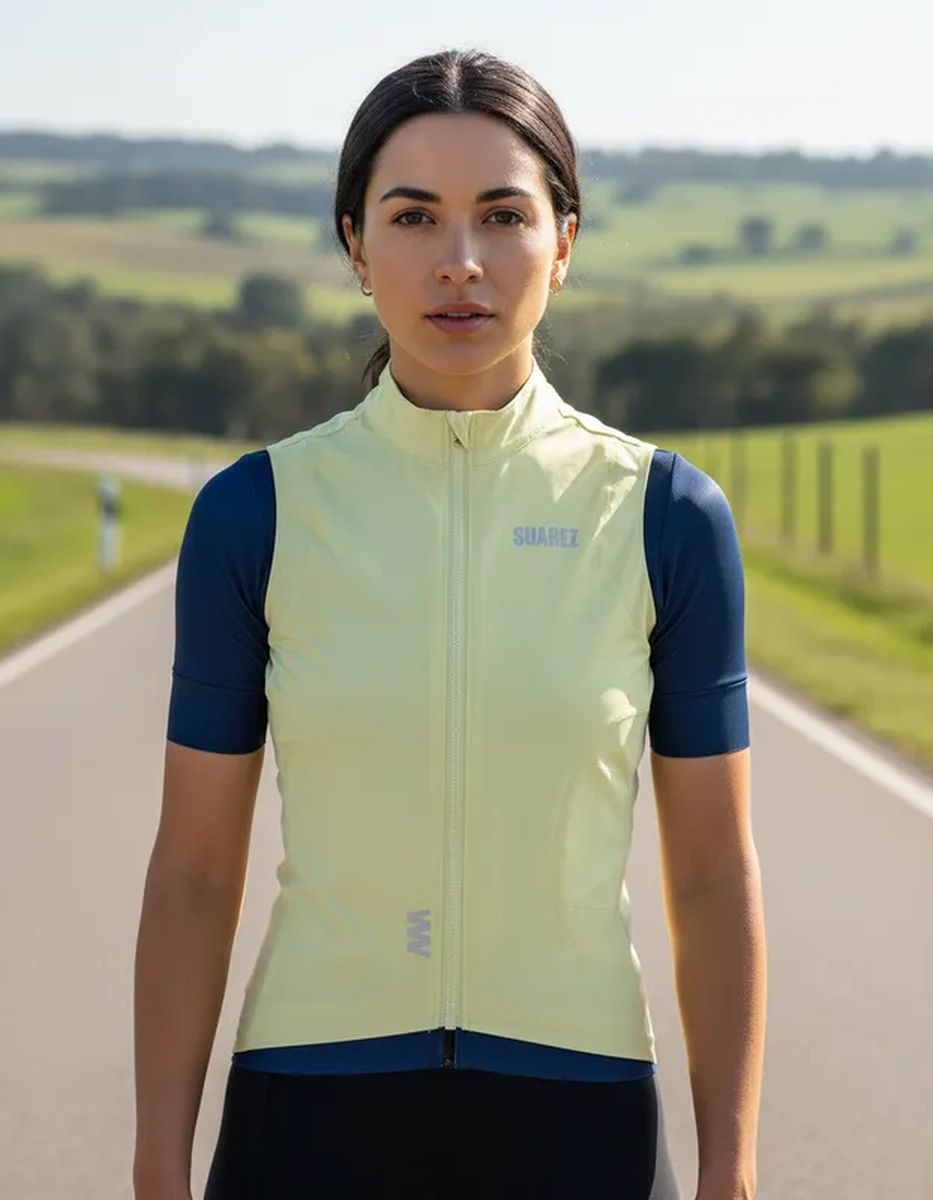 Chaleco Cortavientos de Ciclismo Mujer Barrier Yellow Pie