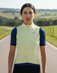 Chaleco Cortavientos de Ciclismo Mujer Barrier Yellow Pie