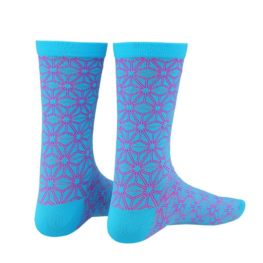 Medias Ciclismo Supacaz Asanoha Azul Rosa Neon
