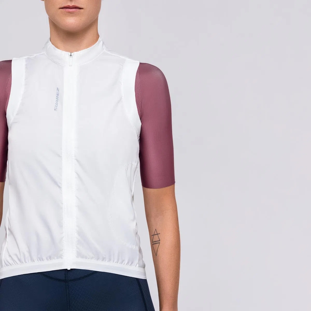 Chaleco Cortavientos de Ciclismo Suarez Mujer Barrier Blanco