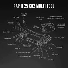 Multierramienta Lezyne RAP II 25 C02 BLK Anti-Corresion
