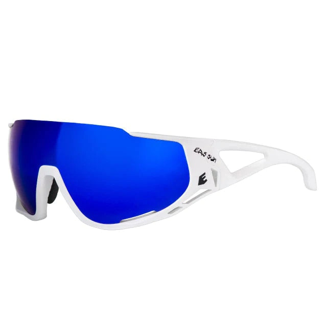 Gafas de Ciclismo Eassun Mortirolo Matt White/Blue Revo Lens