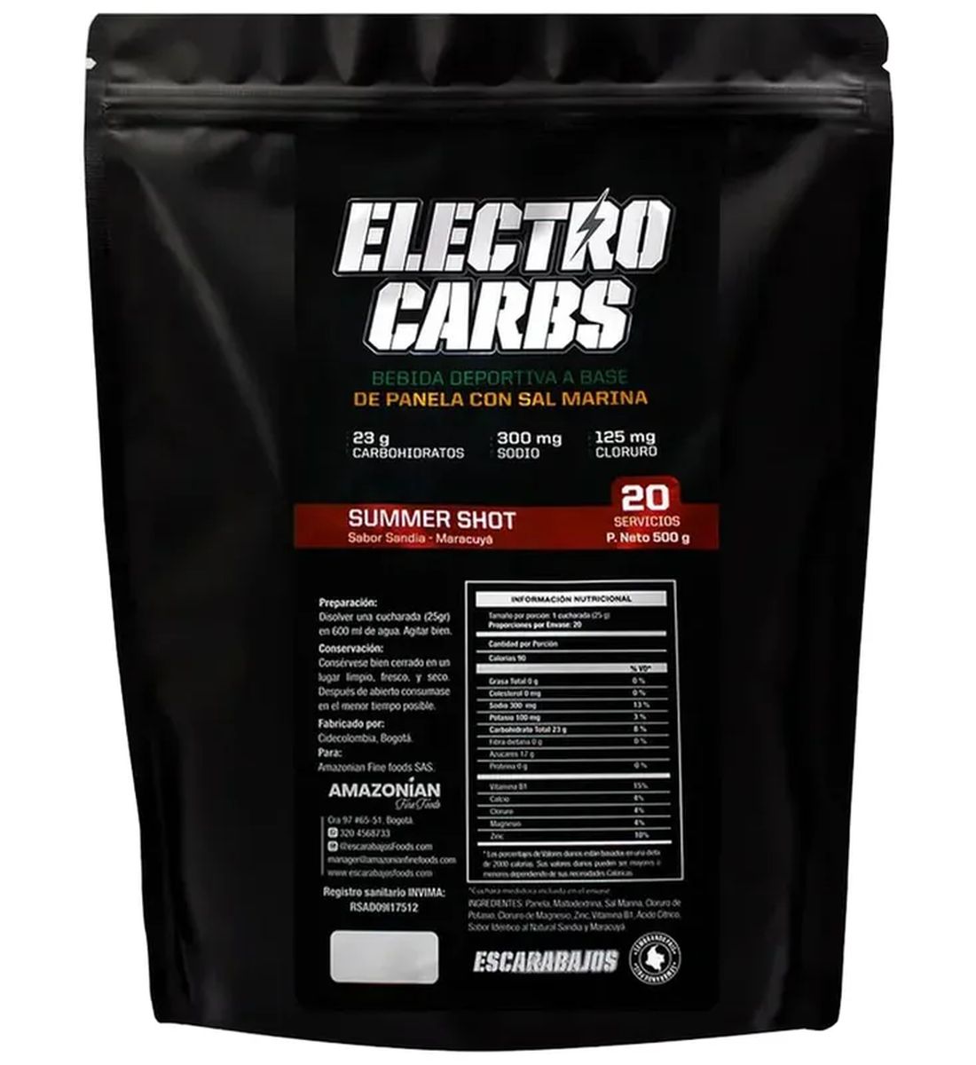 Bebida Escarabajos ElectroCarbs/Summer Sandia-Maracuyá 500 g