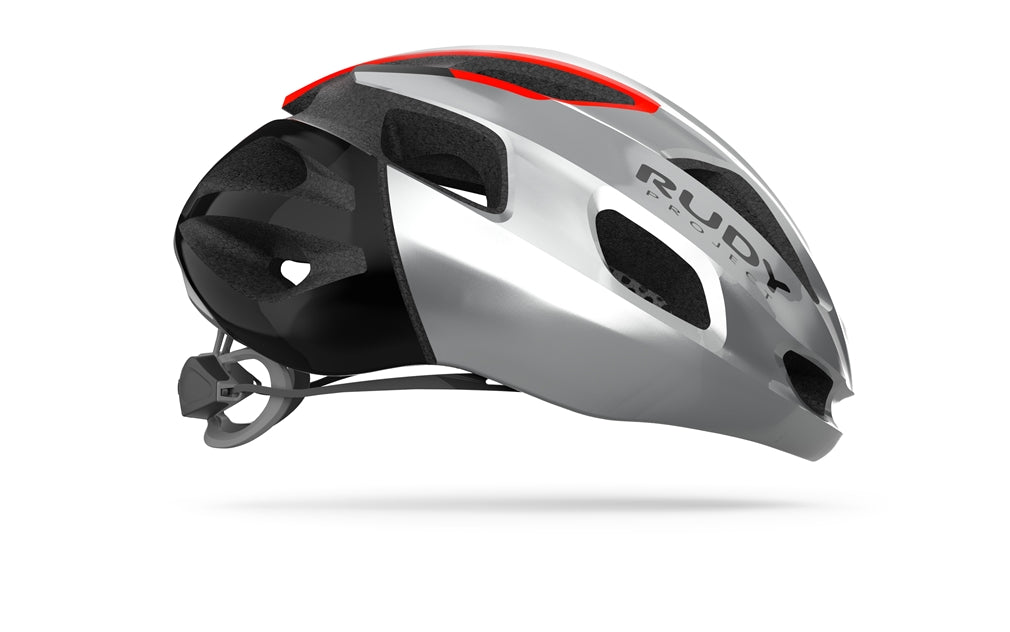 Casco Ciclismo Rudy Project Strym GreyMetallic-RedFluo Shiny
