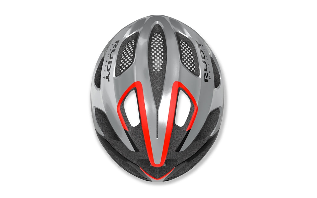 Casco Ciclismo Rudy Project Strym GreyMetallic-RedFluo Shiny