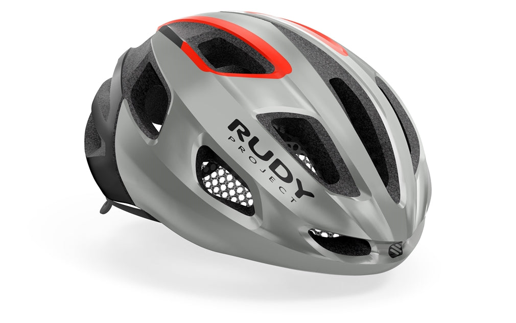 Casco Ciclismo Rudy Project Strym GreyMetallic-RedFluo Shiny