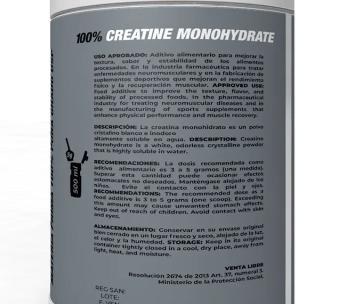 IB Creatina Monohidratada 100%Pura GradoUSP 400g/80 Porcion