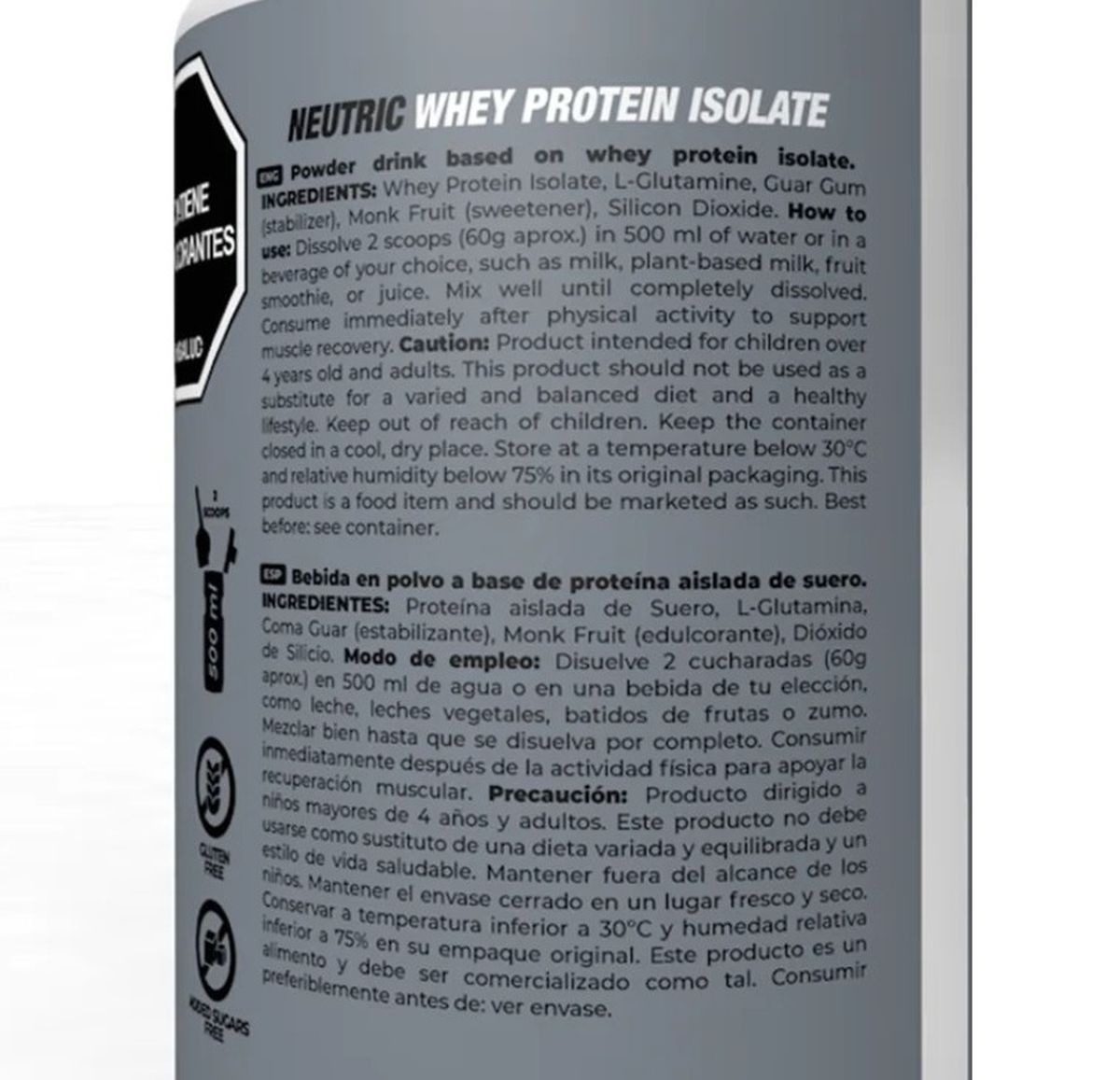 IB Neutric Whey Protein Proteína 600g/10 Porciones sin Sabor