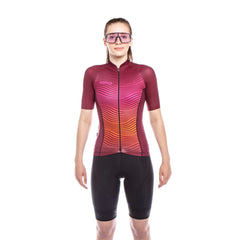 Jersey de Ciclismo Bioracer Vesper SS Mujer Bordeaux Orange