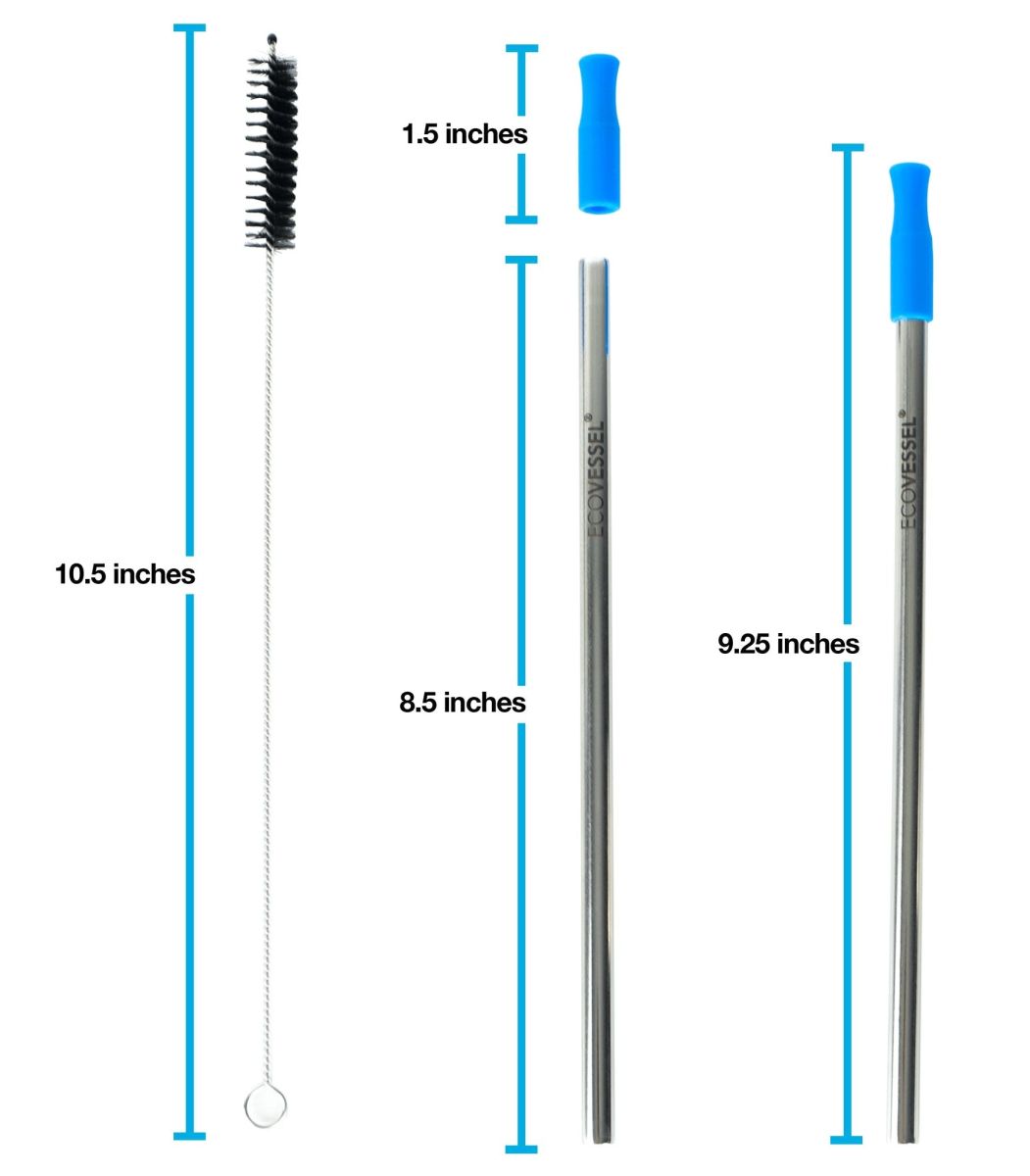 Pitillo Ecovessel 4-Pack Stainless Steel Straws