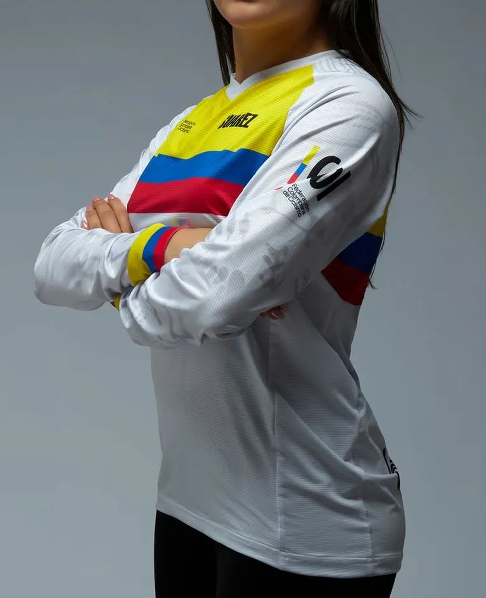 Buzo De Ciclismo Bmx Unisex Federación Colombia Blanco
